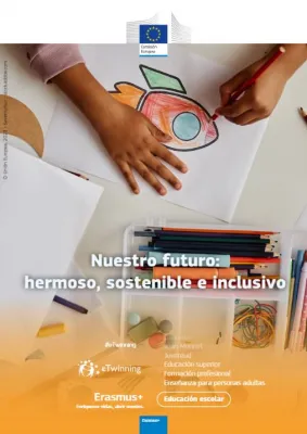 las manos de un niño coloreando un cohete y el título de la publicación