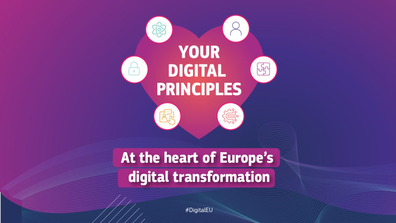 grafico con un corazón y la frase &amp;quot;your digital principles&amp;quot;