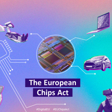 imagen con un chip en el centro rodeado de un portátil, coche, móvil, hombre con gafas 3D y aparato médico