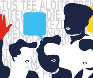 personas dibujadas con bocadillos de comic