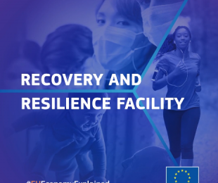 imagen de personas con el texto &amp;quot;recovery and resilience facility&amp;quot;