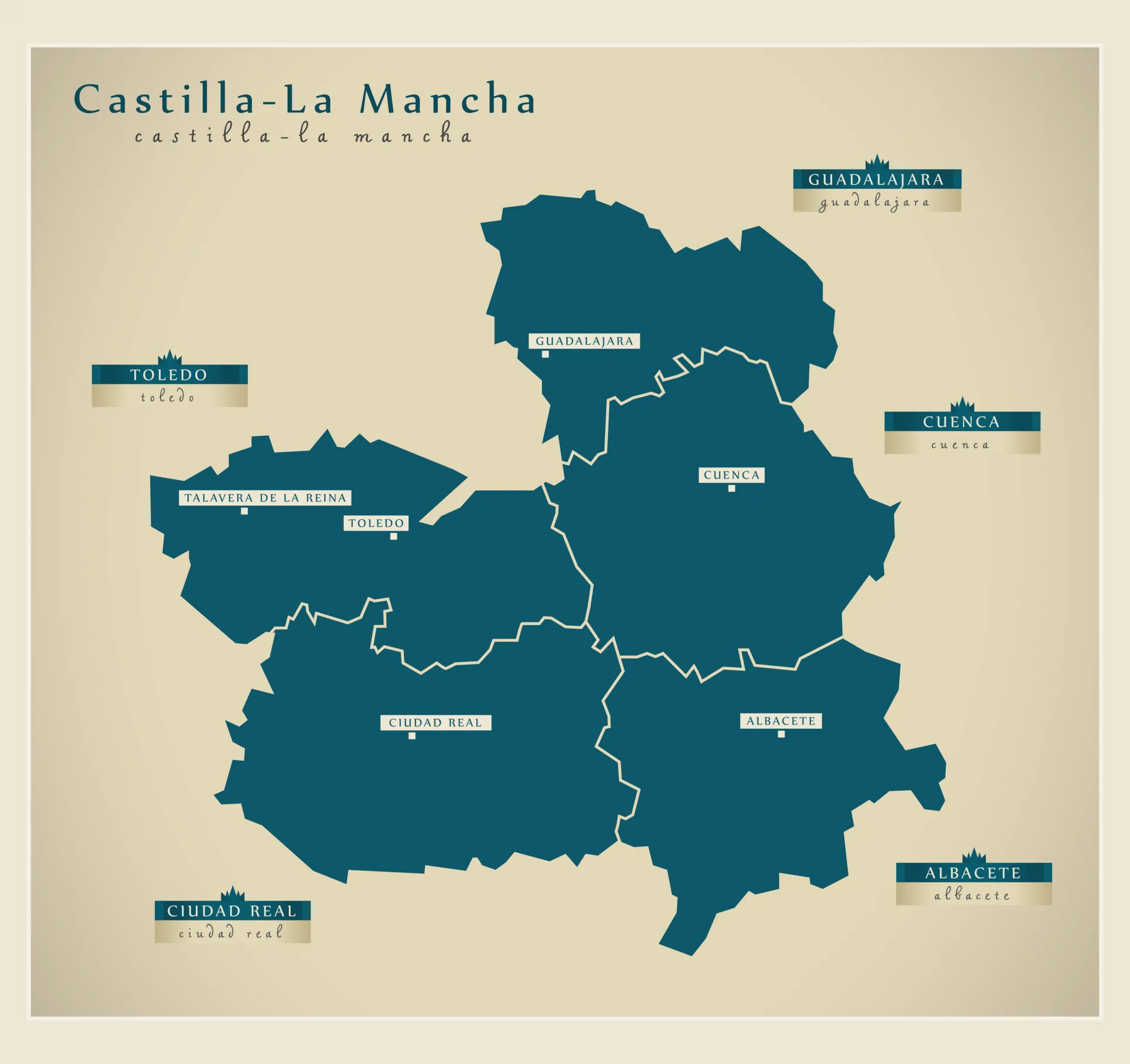 Mapa de Castilla-La Mancha con cuenca