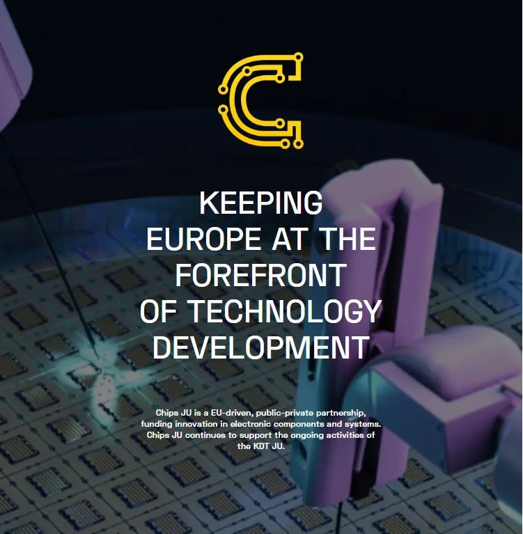 logotipo de la Empresa Común de Chips con el texto &amp;quot;keeping europe at the forefront of technology development&amp;quot;