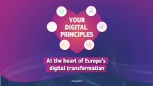 grafico con un corazón y la frase "your digital principles"