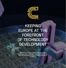 logotipo de la Empresa Común de Chips con el texto "keeping europe at the forefront of technology development"
