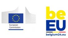 logotipo de la Comisión Europea y la presidencia de Bélgica del Consejo